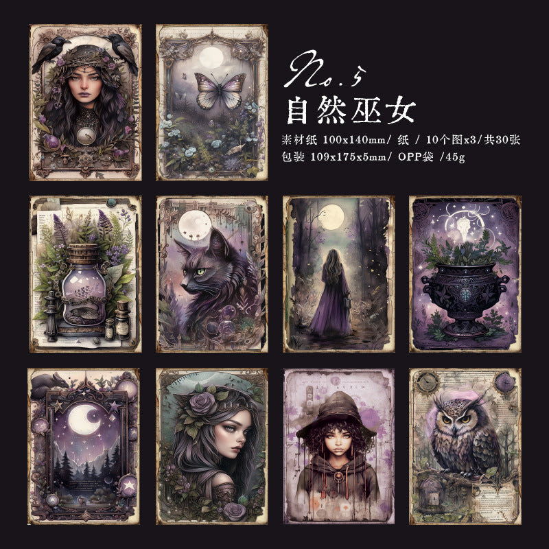 Jotlink 30 Pcs Gothic Witchy Scrapbook Paper MFBK