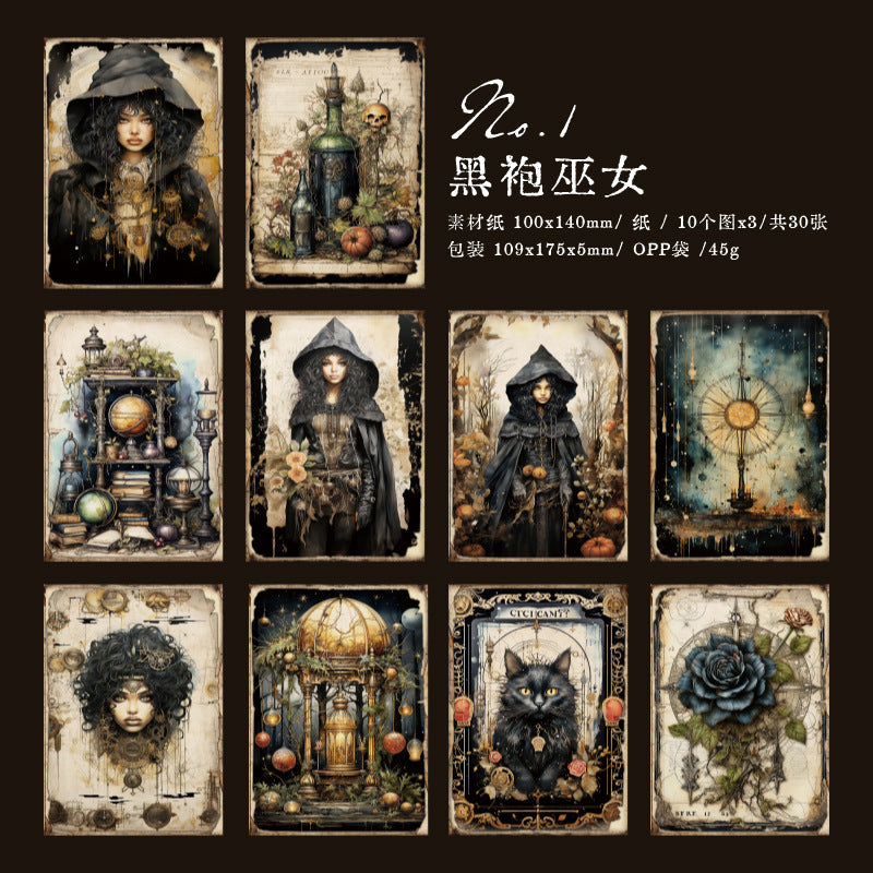 Jotlink 30 Pcs Gothic Witchy Scrapbook Paper MFBK