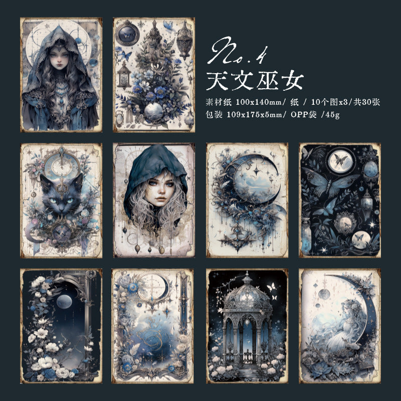 Jotlink 30 Pcs Gothic Witchy Scrapbook Paper MFBK